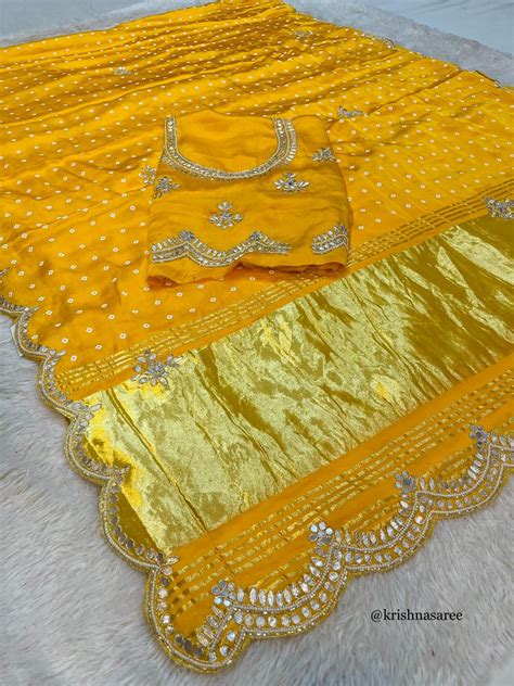 Traditional Pure Gajji Silk Saree With Handwork – Krishna Saree