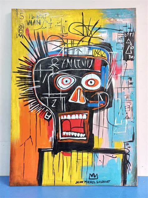 Jean-Michel Basquiat (Handmade) Oil Painting on canvas signed & stamped ...