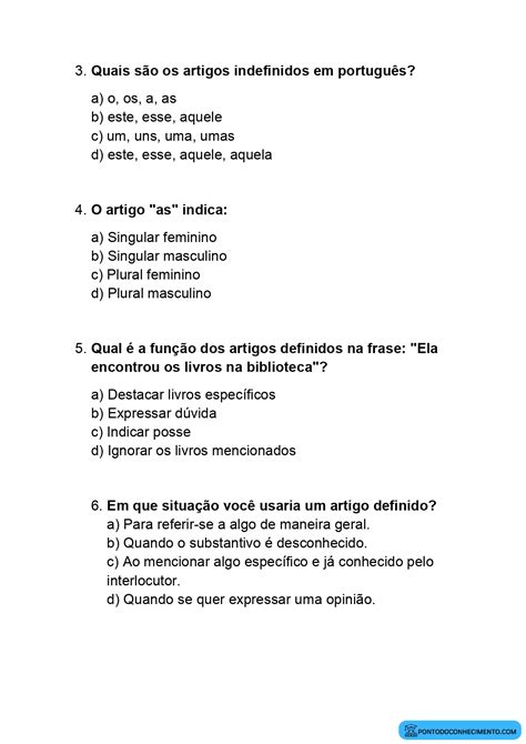 Atividades sobre artigo - Ponto do Conhecimento