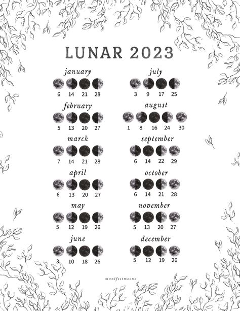 Printable Moon Calendar