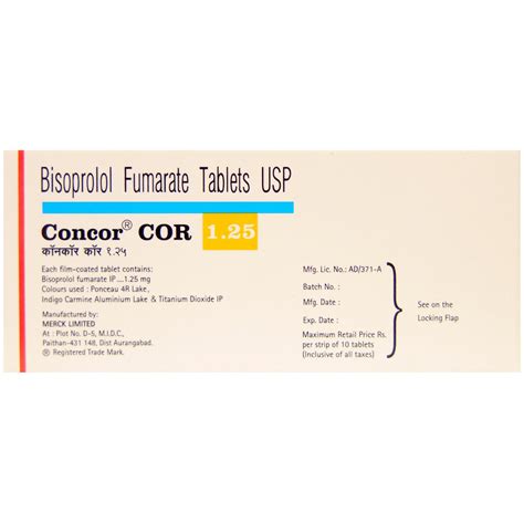 Buy Concor COR 1.25 Tablet online | Uses, Side Effects, Price and ...