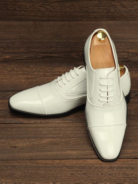 Men Minimalist Lace-up Front Oxford Shoes | White dress shoes men ...
