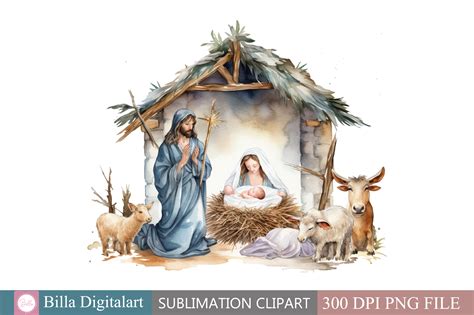Free Christmas Nativity Sets Clipart Graphic by BillaDigitalart ...