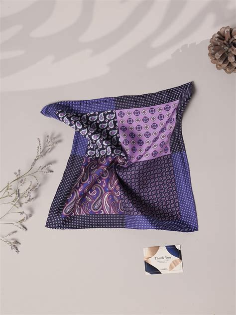 Purple Multipattern Silk Pocket Square