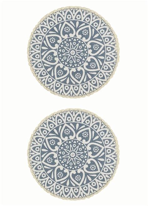 Buy SARAL HOME EASY LIVING Grey Cotton Set of 2 Round Table Mats-38X38 ...