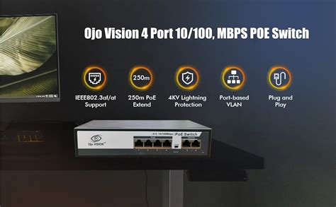 Ojo Vision 4 Port 10/200, MBPS POE Switch | with 2 Uplink 100 MBPS ...
