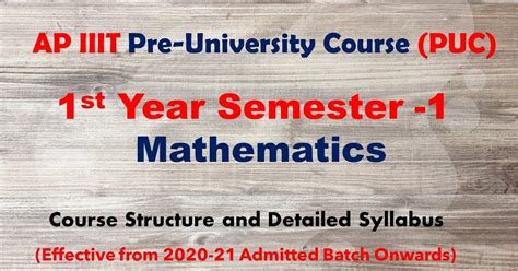 PUC 1st Year Sem 1 Mathematics Syllabus