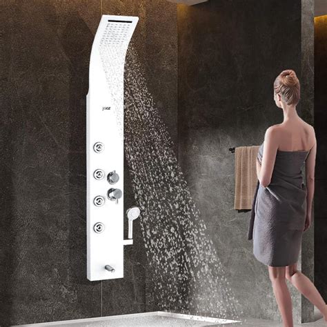 JAAZ | Zander - White Shower Panel | Waterfall & Rain Shower | 3 ...
