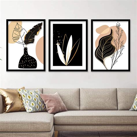 Nature Inspired Wall Prints / Posters with Frame, Set of 3 – Kotart