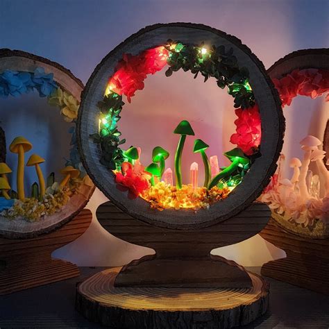 Buy Handmade Crystal Mushroom Lamp Mushroom Decor Unique Lamps - Dried ...