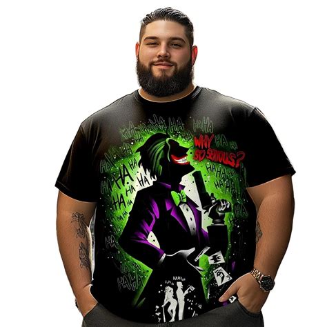 Men T Shirt for Big & Tall Man Graphic Short Sleeve Plus Size Oversized ...