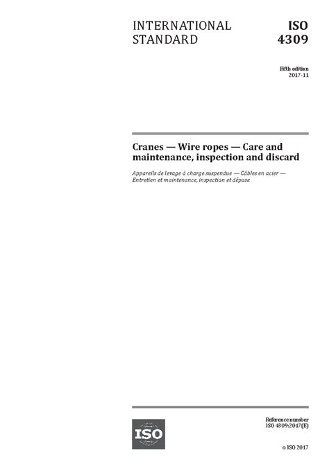 ISO 4309:2017 - Cranes Wire Ropes: Care, Maintenance & Inspection Guide ...