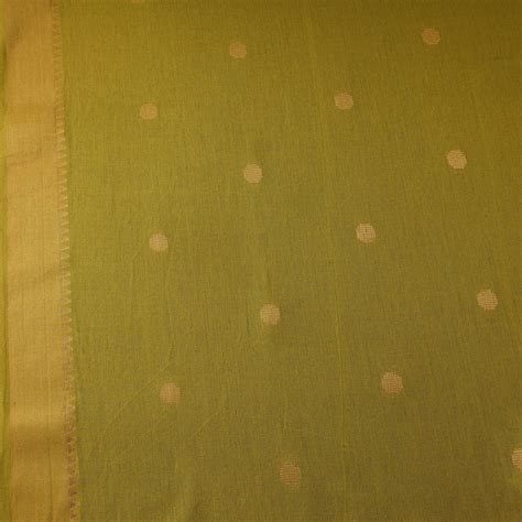 Green Prewashed Cotton Zati Buti Jacquard Fabric with Border