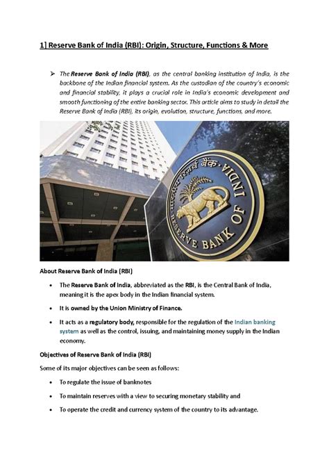 Unit 3 RBI Notes and Lecture notes - 1] Reserve Bank of India (RBI ...
