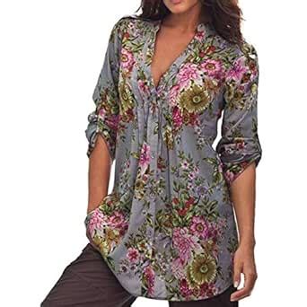 KESEE Women Vintage Floral Print 3 4 Ruffle Detailed Sleeve Floral ...