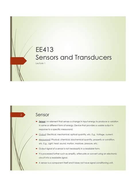EE413 Lecture 1-7 print - EE Sensors and Transducers Lecture 1 Sensor ...
