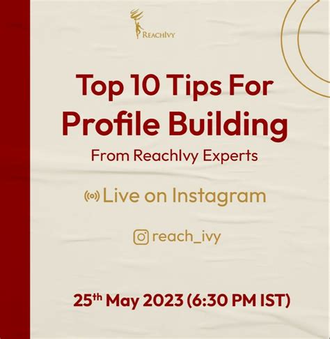 Top 10 tips for Profile building!, May 25 2023 | Online Event ...