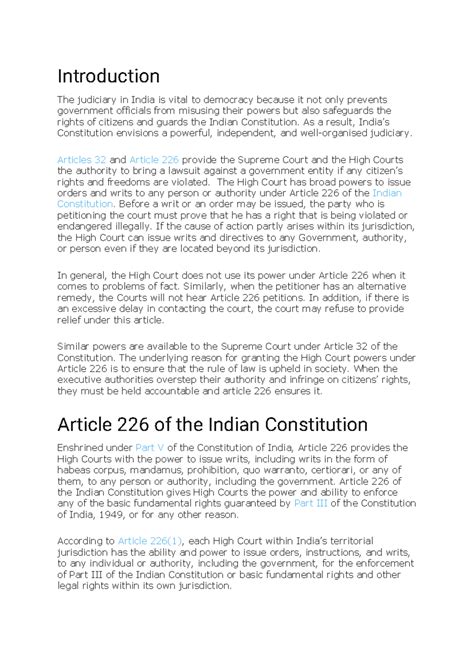 Document - Constitution - Introduction The judiciary in India is vital ...