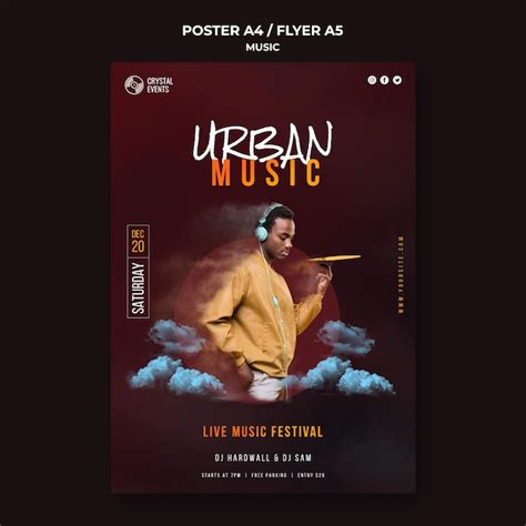 Urban music festival poster template | Free PSD