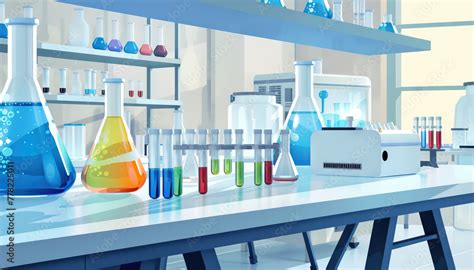 Science Lab Experiment Zone: A scientific laboratory set with lab ...