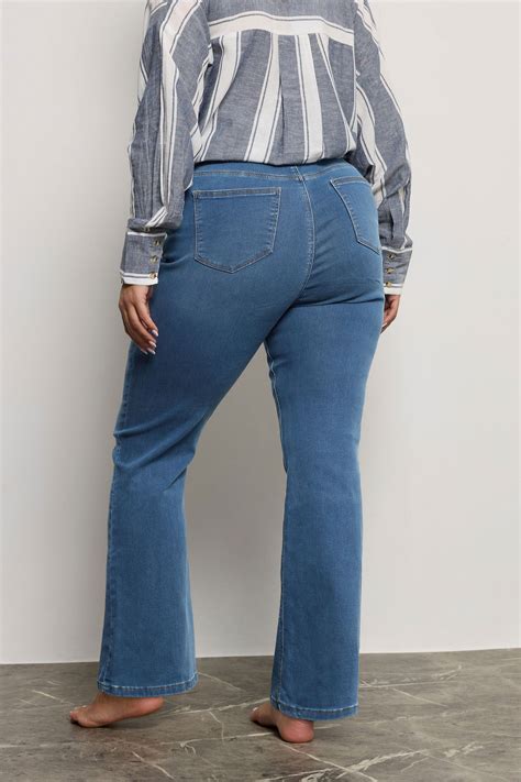 YOURS Plus Size Mid Blue Bootcut Stretch ISLA Jeans | Yours Clothing