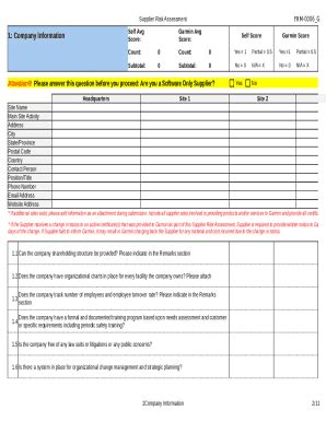 Garmin Supplier Risk Assessment Form - Blank Fillable Template | Fill ...