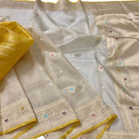 Off White Banarasi Kora Silk Handloom Saree