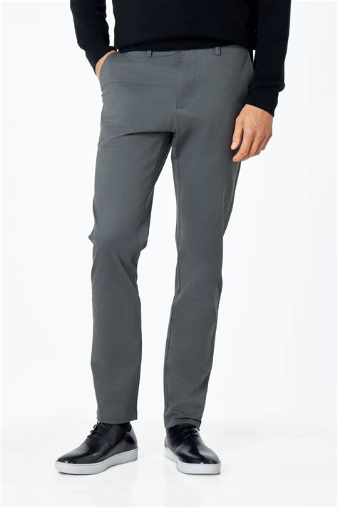 Mens Dark Grey 100% Cotton Stretch Chinos Washed – XPOSED