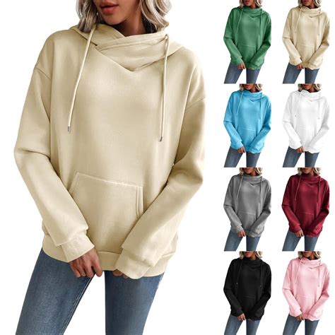 Frostluinai Long Sleeve Oversized Hoodies for Women Drawstring Cowl ...
