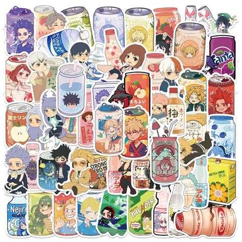 Buy AYODPEAnime Drink Stickers Pack 50pcs Mixed Anime Aesthetic ...