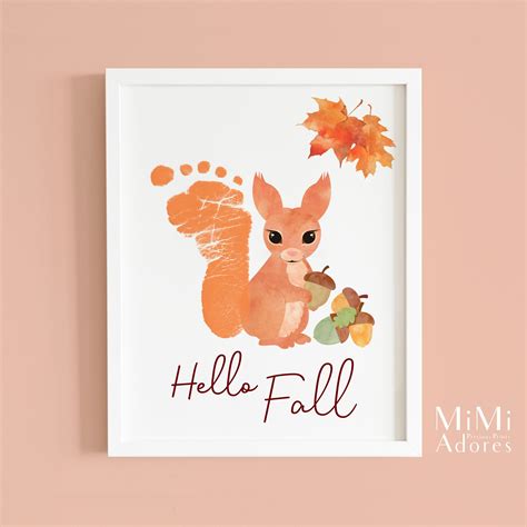 Hello Fall Squirrel Footprint Art Craft | Instant Download | Autumn ...