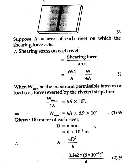 Two strips of metal are riveted together at their ends by four rivets ...