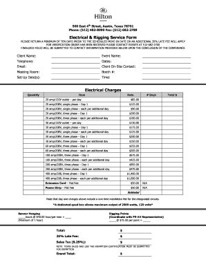 Fillable Online toa Electrical Rigging Service Form - TOA - toa Fax ...