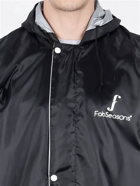 Fabseasons Apex Black Reversible Unisex Raincoat with Hood and ...