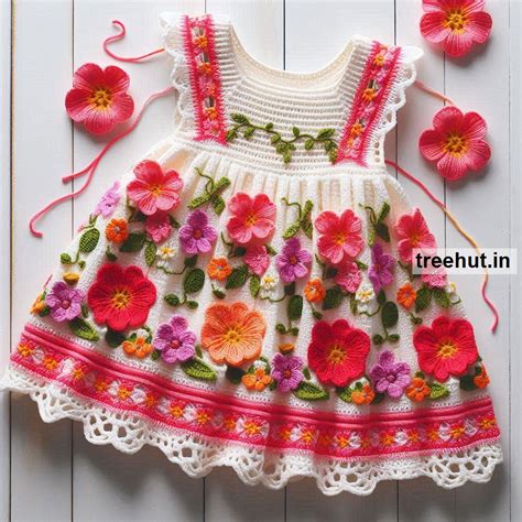 Geranium Crochet Flower Party Frock Ideas for 3 year girl