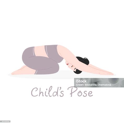 The Girl Does Yoga Yoga Childs Pose The Designation Of The Yoga Pose Flat Illustration Stock ...