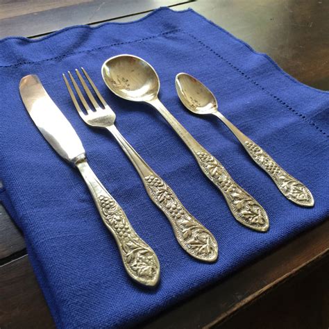 Old Nickel Silver Flatware. "g Silver". SIX, 4 Place Settings Plus Two ...