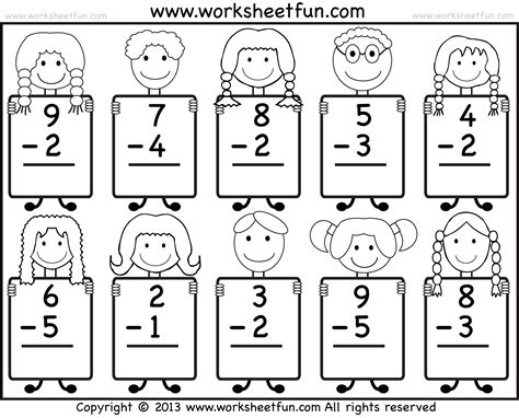 FREE Kindergarten Subtraction Worksheets Numbers 1-10 - Worksheets Library
