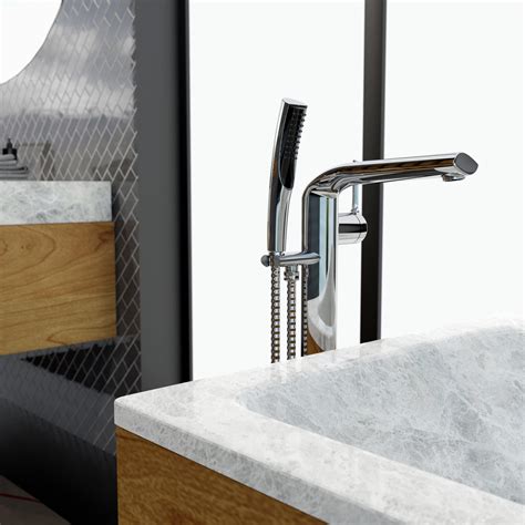 Floor Mount Bathtub Filler with Pressure Balanced, Hand Shower NOB45CP ...