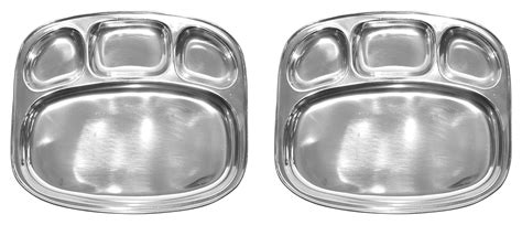 Buy Gk Stainless Steel Dinning Plate, 2-Piece, Silver Online at Low ...