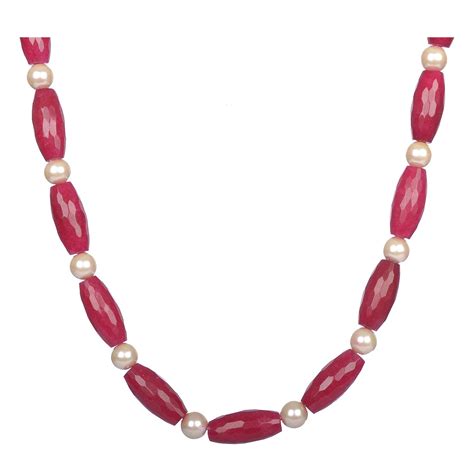 Chrysalis Creations Long Diamond Shaped Pink Color Moti Necklace for ...