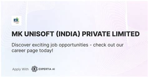 MK UNISOFT (INDIA) PRIVATE LIMITED Career Page | Jobs