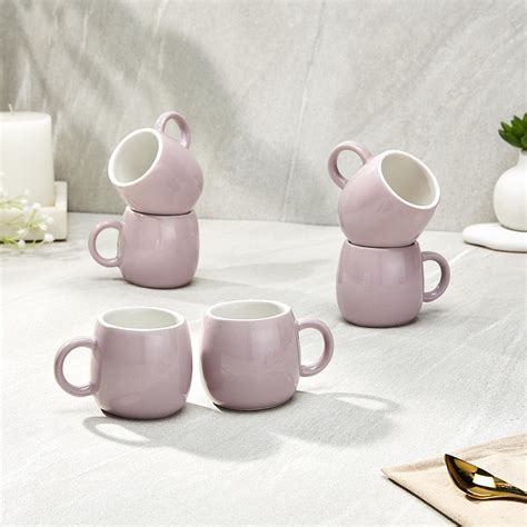Amazon Brand - Solimo Solid Ovule Lavender Ceramic Tea Cups | Set of 6 ...
