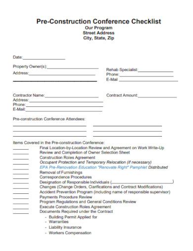 Image result for Pre-Construction Activities Checklist