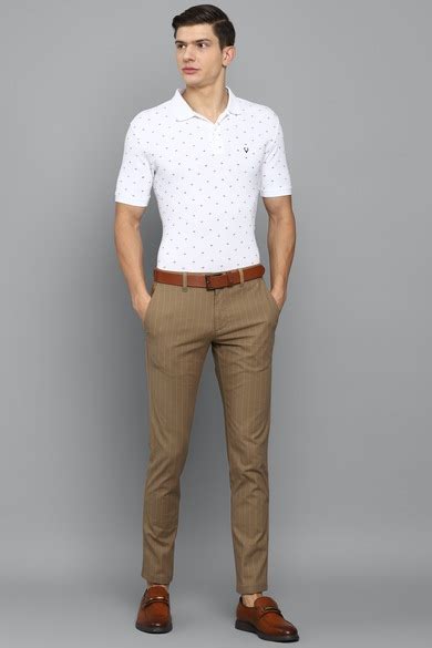 Buy Men Brown Super Slim Fit Stripe Flat Front Casual Trousers Online ...