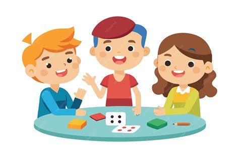 Premium Vector | Children playing board games at a table