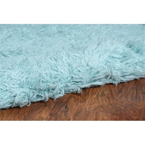 Linon New Flokati 8 X 10 (ft) Wool Blue Wool Indoor Solid Area Rug at ...