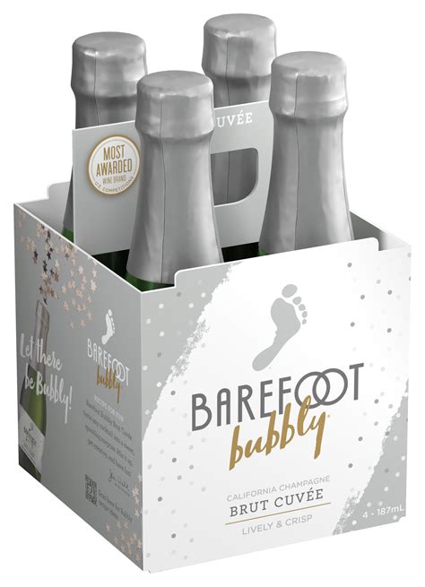 Barefoot Bubbly Brut Cuvee Champagne Wine 4 Pack 187ml - Walmart.com