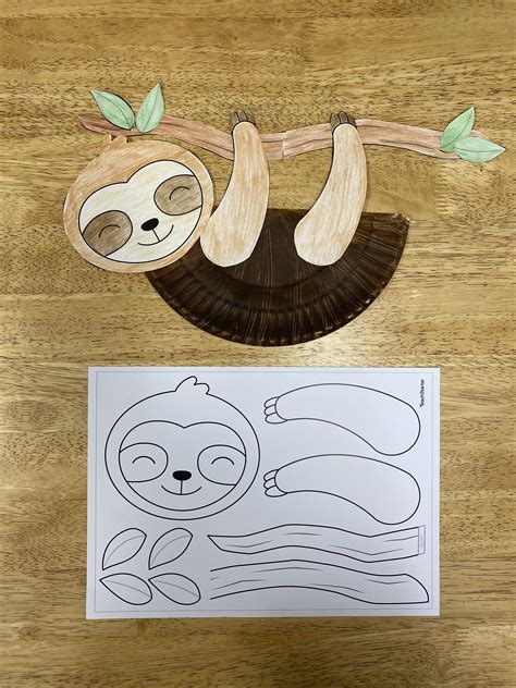 Cute Paper Plate Sloth Craft Template | Animal crafts preschool, Safari ...