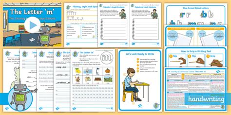 Continuous Cursive Letter 'M' Handwriting Practice - KS2